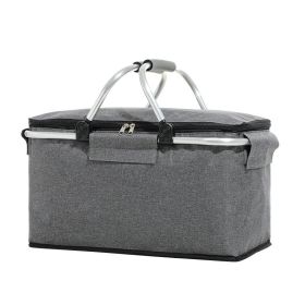 basketOutdoor Folding Picnic Bag Fruit Basket Thermal Storage Basket (Color: grey)