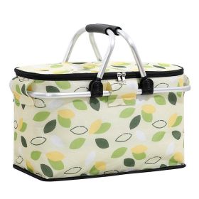 basketOutdoor Folding Picnic Bag Fruit Basket Thermal Storage Basket (Color: leaves)