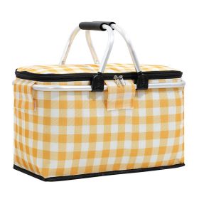 basketOutdoor Folding Picnic Bag Fruit Basket Thermal Storage Basket (Color: yellow white)