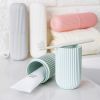 Travel Toothbrush Case and Carrier;  2-4 Pack Portable Business Trips Wash Cup Holder Organizer for Trips and Daily Use (Green+Pink)