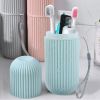 Travel Toothbrush Case and Carrier;  2-4 Pack Portable Business Trips Wash Cup Holder Organizer for Trips and Daily Use (Green+Pink)