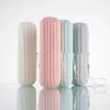 Travel Toothbrush Case and Carrier;  2-4 Pack Portable Business Trips Wash Cup Holder Organizer for Trips and Daily Use (Green+Pink)